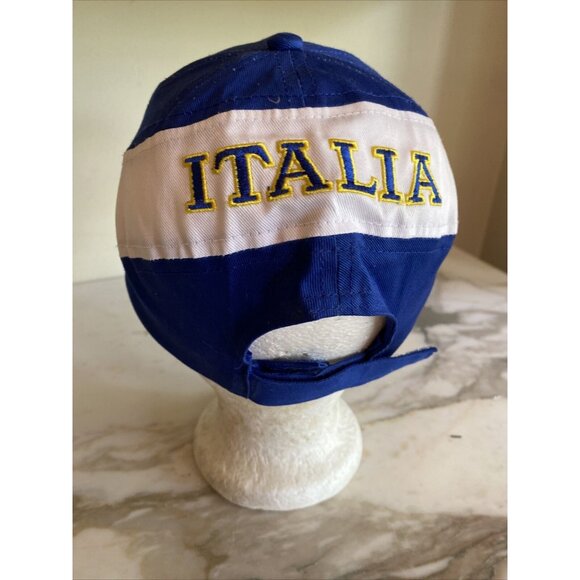 Italia Baseball Cap Embroidered Italian Flag & Text Design Adjustable Blue White - Picture 4 of 9